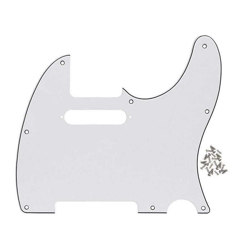 FLEOR 8 Hole TL Pickguard Scratch Plate with Pickguard Screws Set Fit USA/MX Standard TL Style Pickguard Replacement, 3Ply White - Image 1